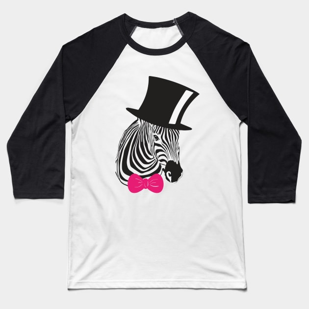 Zebra Elegant Baseball T-Shirt by Mako Design 